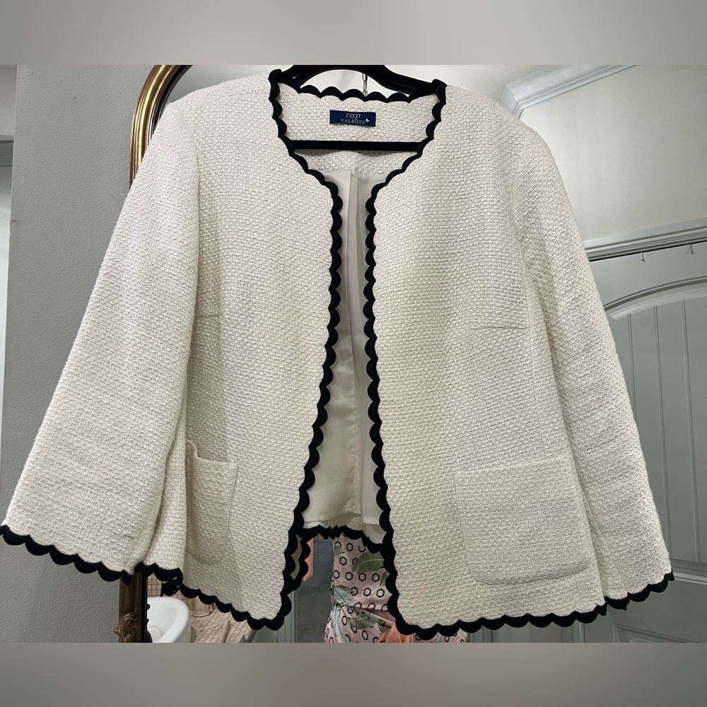 Talbots Cream Tweed Scallop Edge Jacket 18W
